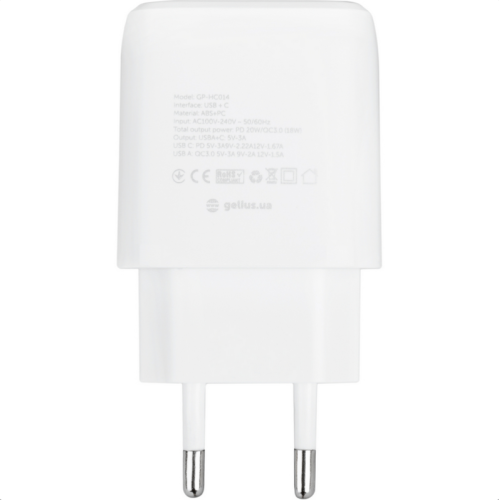 Сетевое зарядное устройство Gelius Pro X-Duo GP-HC014 USB+Type-C QC3.0/PD20W White